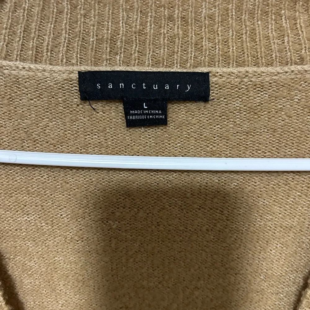 Sanctuary Camel Tan Knit Cardigan Sweater – Button Front, Pockets Size L 0224